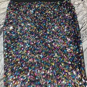 Multi-Color Sequin Pencil Skirt   Size 22 Hem at bottom needs repair .